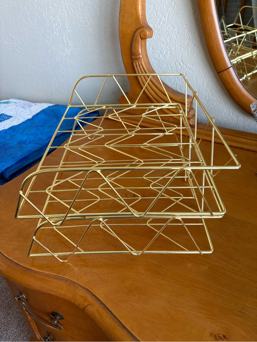 Gold 2-Tier Wire Desk Organizer